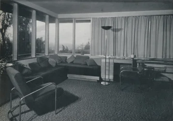 House at Los Angeles af Richard J Neutra. - Et interiørbillede af beboelseskvarteret, 1942