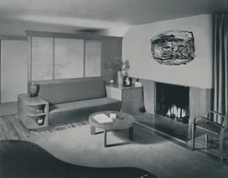 Hus i Pomona, Californien - stuen fra den anden side af skillevæggen, 1942