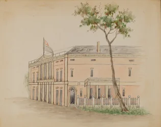 Hus med flag, 19351942.