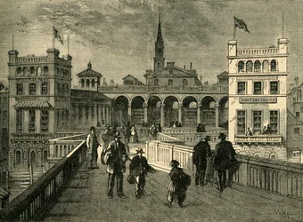 Hungerford Market, fra broen, i 1850, 1881.