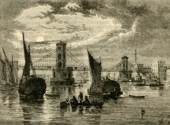 Hungerford Suspension Bridge, 1850, 1881.