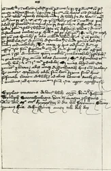 Hus-afskrift af Wycliffes-afhandling, begyndelsen af det 15. århundrede, 1947.