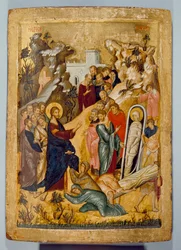 Ikon for opdræt af Lazarus, det 14.-15. århundrede