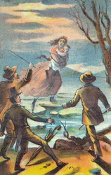 Illustration fra en plakat, der reklamerer for en teaterforestilling af Onkel Toms hytte, 1870