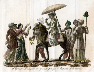 Indisk bryllupsoptog, c1800-tallet