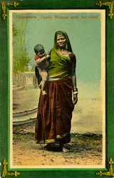 Indisk kvinde med sit barn, Calcutta, Indien, slutningen af det 19. eller begyndelsen af det 20. århundrede