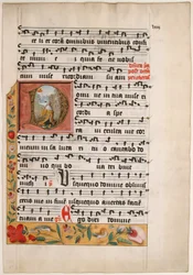 Indledende D med kong David, fra en cisterciensergradual, ca. 1524.