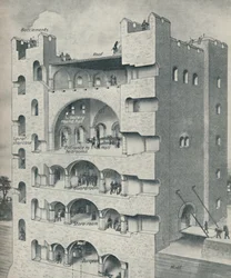Inde i Donjon af et normannisk slot, c1934