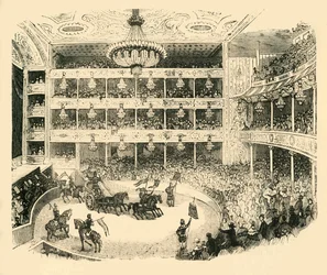 Interiør af Astleys Amphitheatre i 1843, c1878.