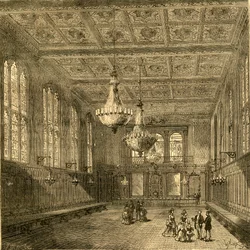 Interiør af Merchant Taylors Hall, 1897.