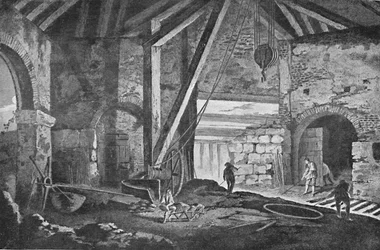 Interiør af et smeltehus i Broseley, Shropshire, 1788, 1904