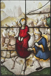 Jakob vender tilbage til Kanaan med Rachael og Lea forfulgt af Laban, ca. 1525.