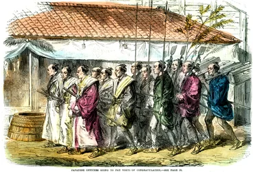 Japanske officerer vil aflægge lykønskningsbesøg, Japan, 1865