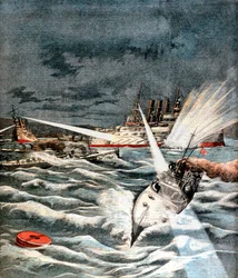 Japanske torpedobåde laver overraskelsesangreb, Russisk-japansk krig, 1904