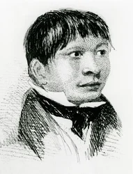 Jemmy Button, Fuegian adopteret af Fitzroy ekspeditionen, som han dukkede op i 1833 1839