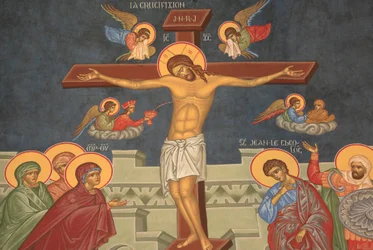 Jesu korsfæstelse. Saint-Antoine-le-Grand ortodokse kirke Saint-Laurent-en-Royans Frankrig