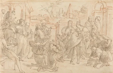 Joseph og hans bror i Egypten [verso], 1600-tallet.