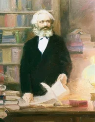 Karl Marx i sit arbejdsværelse. Omkring 1875