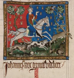 Kong John på jagt til hest, 1300-tallet