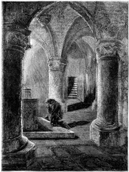 Kong Richard I 1157-1199 knælende foran helligdommen St. Januarius