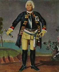 Kong Friedrich Wilhelm I. v. Preussen 1688-1740. - Stik efter maleri af Weidemann, 1934.
