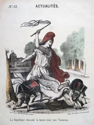 The Republic Chasing the Lower Court of the Tuilleries, allegorisk tegneserie, 1870-1871