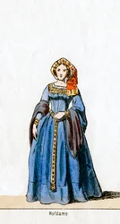 Dame i vente, kostumedesign til Shakespeares skuespil, Henry VIII, 1800-tallet