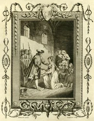 Lady Elizabeth Gray anmoder Edward IV om at genoprette sine lande, 1461, 1783.