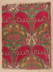 Lampaer med frodige løver, palmetter og skilte, 1400-tallet.