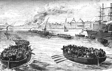 Landende tropper ved Khedives-paladset i Alexandria efter bombardementet, 1882, c1882-1885
