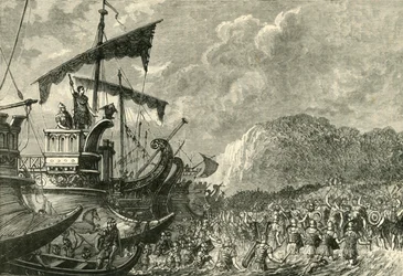 Julius Cæsars landgang i Storbritannien, 1890.