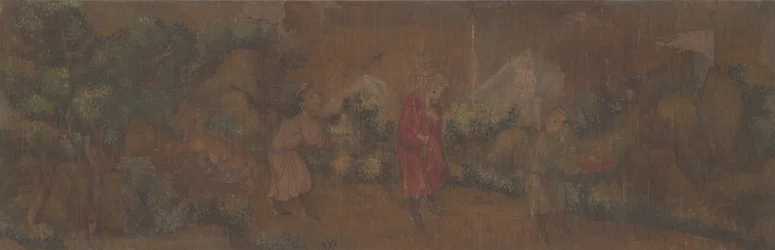 Landskabsmaling af figur i skovmiljø.