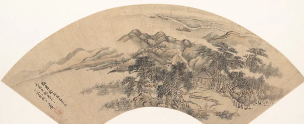 Landskab i stil med Yan Wengui, 1700-tallet eller senere, falsk dato fra 1707.