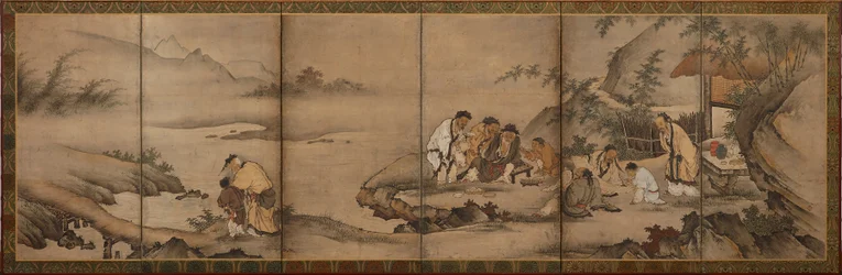 Landskab: De syv vismænd i bambuslunden, Momoyama-perioden, 1568-1615.