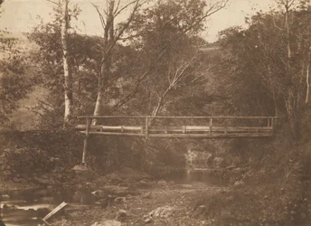 Landskab med træer og bro, ca. 1850.