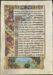 Blad fra en timebog: Abejagt på vildsvin, ca. 1500-1510.