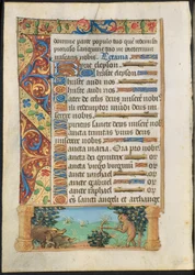 Leaf from a Book of Hours: Ape Jagt Vildsvin recto og Ape Fishing verso, ca. 1500-1510.