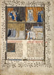 Blad fra et manuskript af Valerius Maximus, fransk, ca. 1380-90.