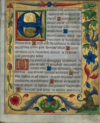 Blad fra en psalter og bønnebog...1 af 3 udskårne blade, ca. 1524.