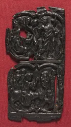 Læderpanel, ca. 1350-1400.