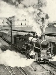 Forlader Budapest. Et eksprestog afgår fra Hovedbanegården, 1935-36.