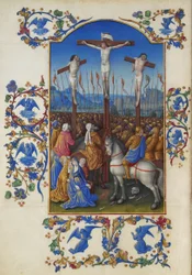 Les Très Riches Heures du Duc de Berry, Folio 152v - Korsfæstelsen