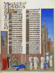 Les Très Riches Heures du Duc de Berry, Folio 72r - Processionen af ​​Saint Gregory