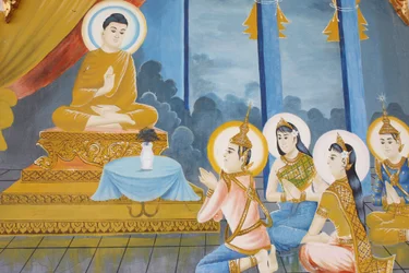 Buddhas liv Undervisning af dharma til sin familie, Siem Reap, Cambodia