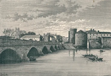 Limerick - Thomond Bridge og King Johns Castle, 1896