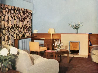 Stue i Miss Dinshaws lejlighed, Stockleigh Hall, Regents Park, Gordon Russell Ltd., 1937