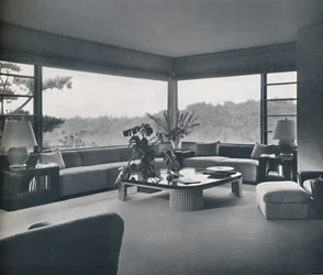 Stue i Miss Patricia Detrings hus i Bel Air, Californien, c1945