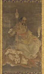 Lohan, siddende på en løve, Ming-dynastiet, 1368-1644.