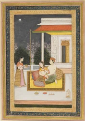 Kærlighedsscene på en terrasse om natten, c1790