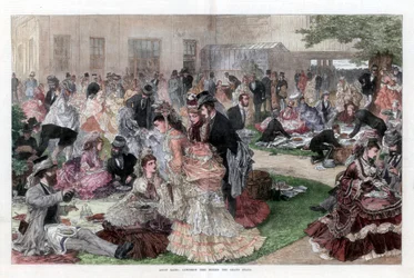 Frokosttid bag standen, Ascot-løb, 1872
